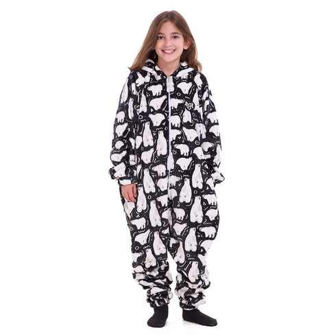 Snuggs Kids Blanket Onesie Black Polar Bear